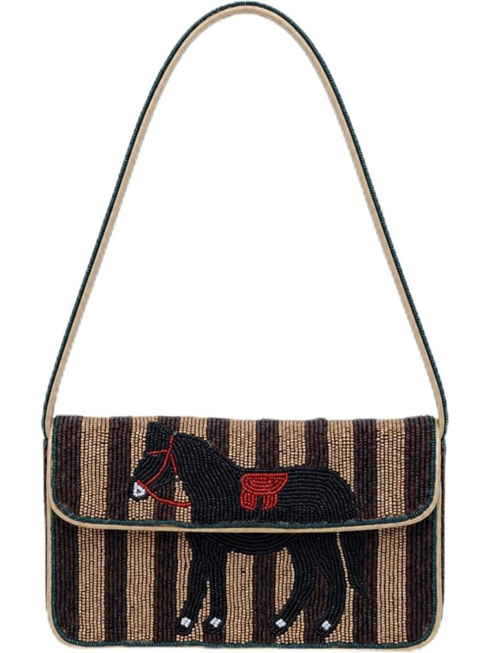 Beaded Evening Shoulder Bag with Horse Pattern - Stylish Indian-Inspired